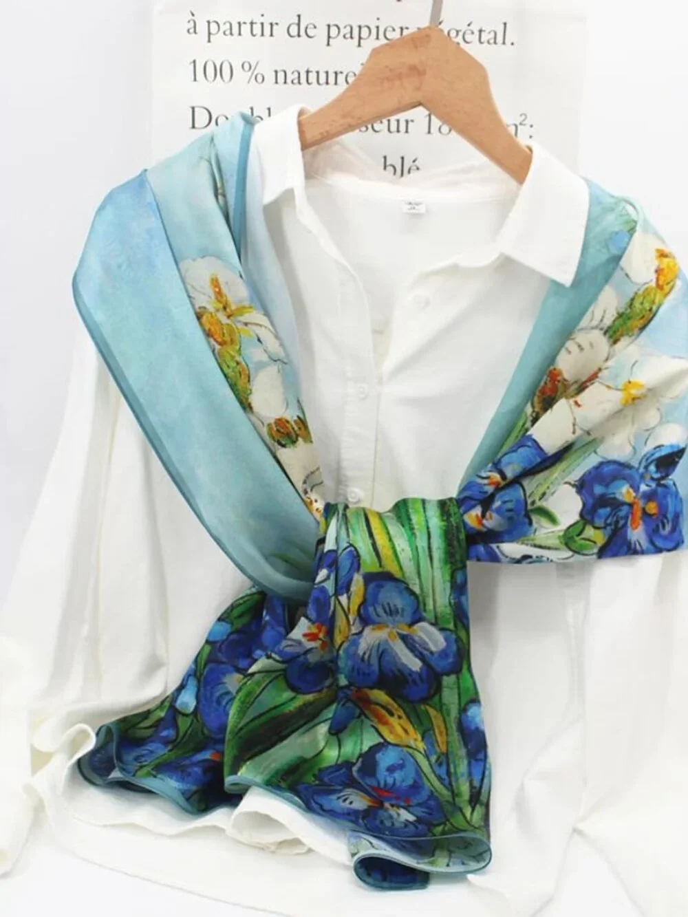 100% Silk Long Scarf - Large Oblong Shawl with Gift Packed